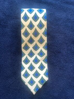Coach Blue and Yellow Geometric Pattern Tie